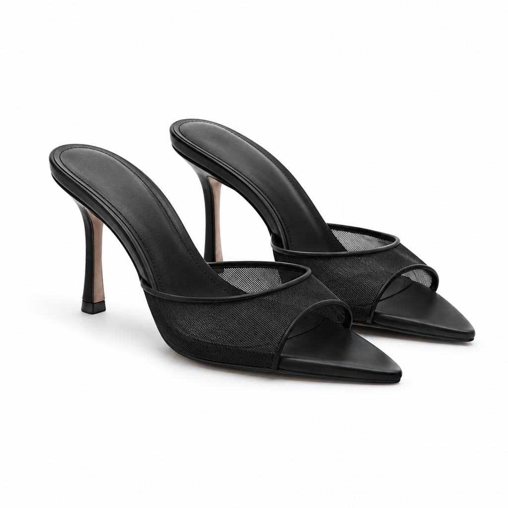 Velora Noir Mesh Heels